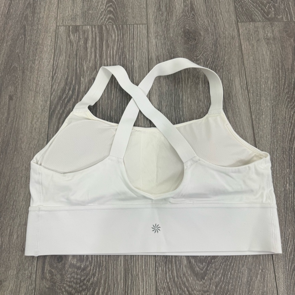 Athleta White Cross Back Sports Bra Size XL Strappy Racerback Yoga Bra EUC - Picture 4 of 13